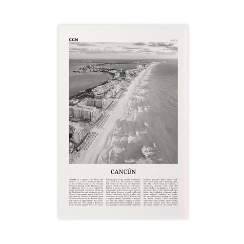NEOHI Cancún Kunstdruck auf Leinwand, Motiv: Cancún, Mexiko-Stadt, Reiselandschaft, Poster und Drucke, ästhetische Raumdekoration, 60 x 90 cm, Schwarz und Weiß NEOHI Cancún Kunstdruck auf Leinwand, Motiv: Cancún, Mexiko-Stadt, Reiselandschaft, Poster und Drucke, ästhetische Raumdekoration, 60 x 90 cm, Schwarz und Weiß von NEOHI