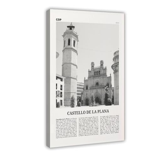 NEOHI Castello De La Plana Kunstdruck auf Leinwand, Motiv: Stadtreise, Landschaft, Poster und Drucke, ästhetische Raumdekoration, 60 x 90 cm, Schwarz und Weiß NEOHI Castello De La Plana Kunstdruck auf Leinwand, Motiv: Stadtreise, Landschaft, Poster und Drucke, ästhetische Raumdekoration, 60 x 90 cm, Schwarz und Weiß von NEOHI