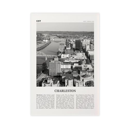 NEOHI Charleston-Druck, schwarz-weiß, West Virginia, USA, Stadtreise, Landschaft, Leinwand, modernes Poster, Wandkunstdrucke, Gemälde, Wohnzimmer, Schlafzimmer, Dekoration, 40 x 60 cm NEOHI Charleston-Druck, schwarz-weiß, West Virginia, USA, Stadtreise, Landschaft, Leinwand, modernes Poster, Wandkunstdrucke, Gemälde, Wohnzimmer, Schlafzimmer, Dekoration, 40 x 60 cm von NEOHI