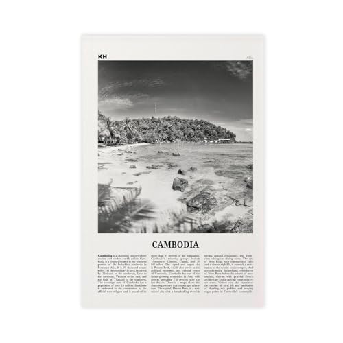 NEOHI Kunstdruck auf Leinwand, Motiv Kambodscha, Schwarz-Weiß-Strand, Kampuchea, Cambodge, Stadt, Reiselandschaft, Wanddekoration, Poster, Zuhause, Bar, Restaurant, Garage, Café, Logo, Geschenk, 30 x NEOHI Kunstdruck auf Leinwand, Motiv Kambodscha, Schwarz-Weiß-Strand, Kampuchea, Cambodge, Stadt, Reiselandschaft, Wanddekoration, Poster, Zuhause, Bar, Restaurant, Garage, Café, Logo, Geschenk, 30 x von NEOHI