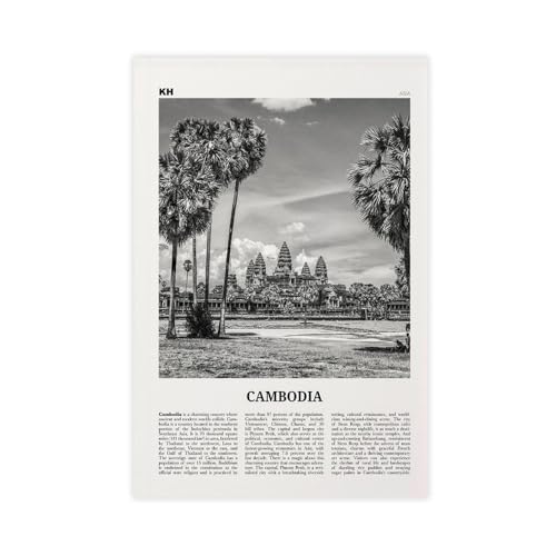 NEOHI Kunstdruck auf Leinwand, Motiv Kambodscha, Schwarz-Weiß-Tempel, Kampuchea, Cambodge, Phnom, Penh, Stadt, Reiselandschaft, Leinwand, modernes Poster, Wandkunstdrucke, Gemälde, Wohnzimmer NEOHI Kunstdruck auf Leinwand, Motiv Kambodscha, Schwarz-Weiß-Tempel, Kampuchea, Cambodge, Phnom, Penh, Stadt, Reiselandschaft, Leinwand, modernes Poster, Wandkunstdrucke, Gemälde, Wohnzimmer von NEOHI
