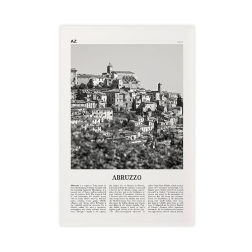 NEOHI Kunstdruck auf Leinwand, Motiv: Abruzzen, Schwarz und Weiß, Italien-Stadt-Reiselandschaft, Wandkunst, Poster und Drucke, Raum, ästhetisch, Schlafzimmer, Büro, Dekoration, 30 x 45 cm NEOHI Kunstdruck auf Leinwand, Motiv: Abruzzen, Schwarz und Weiß, Italien-Stadt-Reiselandschaft, Wandkunst, Poster und Drucke, Raum, ästhetisch, Schlafzimmer, Büro, Dekoration, 30 x 45 cm von NEOHI