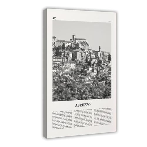 NEOHI Kunstdruck auf Leinwand, Motiv: Abruzzen, Schwarz und Weiß, Italien-Stadt-Reiselandschaft, Wandkunst, Poster und Drucke, Raum, ästhetisch, Schlafzimmer, Büro, Dekoration, 50 x 75 cm NEOHI Kunstdruck auf Leinwand, Motiv: Abruzzen, Schwarz und Weiß, Italien-Stadt-Reiselandschaft, Wandkunst, Poster und Drucke, Raum, ästhetisch, Schlafzimmer, Büro, Dekoration, 50 x 75 cm von NEOHI