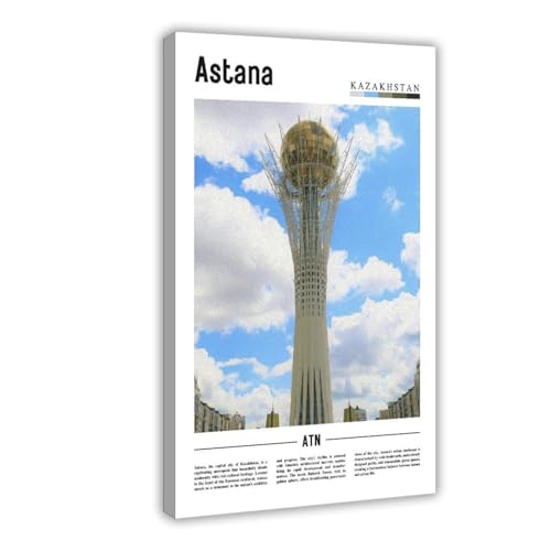 NEOHI Kunstdruck auf Leinwand, Motiv: Astana, Kasachstan, Weltreise, Landschaft berühmter europäischer Städte, Wanddekoration, Poster, Zuhause, Bar, Restaurant, Garage, Café, Geschenk, 30 x 45 cm von NEOHI