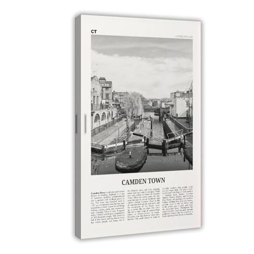 NEOHI Kunstdruck auf Leinwand, Motiv: Camden Town, England, Großbritannien, Stadtreise, Landschaft, Poster, Kunstdruck, ästhetisch, Schlafzimmer, Büro, 30 x 45 cm, Schwarz und Weiß NEOHI Kunstdruck auf Leinwand, Motiv: Camden Town, England, Großbritannien, Stadtreise, Landschaft, Poster, Kunstdruck, ästhetisch, Schlafzimmer, Büro, 30 x 45 cm, Schwarz und Weiß von NEOHI