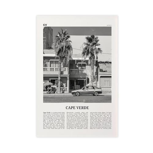 NEOHI Kunstdruck auf Leinwand, Motiv: Kapverde, Schwarz-Weiß-Straße, Kabu Verdi, Portugal, Stadt, Reiselandschaft, Leinwand, modernes Poster, Wandkunstdrucke, Gemälde, Wohnzimmer, Schlafzimmer NEOHI Kunstdruck auf Leinwand, Motiv: Kapverde, Schwarz-Weiß-Straße, Kabu Verdi, Portugal, Stadt, Reiselandschaft, Leinwand, modernes Poster, Wandkunstdrucke, Gemälde, Wohnzimmer, Schlafzimmer von NEOHI