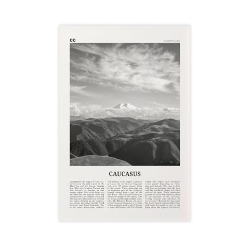 NEOHI Kunstdruck auf Leinwand, Motiv: Kaukasus-Berge, Schwarz und Weiß, Asien, Stadt, Reiselandschaft, Wanddekoration, Poster, Zuhause, Bar, Restaurant, Garage, Café, Logo, Geschenk, 30 x 45 cm NEOHI Kunstdruck auf Leinwand, Motiv: Kaukasus-Berge, Schwarz und Weiß, Asien, Stadt, Reiselandschaft, Wanddekoration, Poster, Zuhause, Bar, Restaurant, Garage, Café, Logo, Geschenk, 30 x 45 cm von NEOHI
