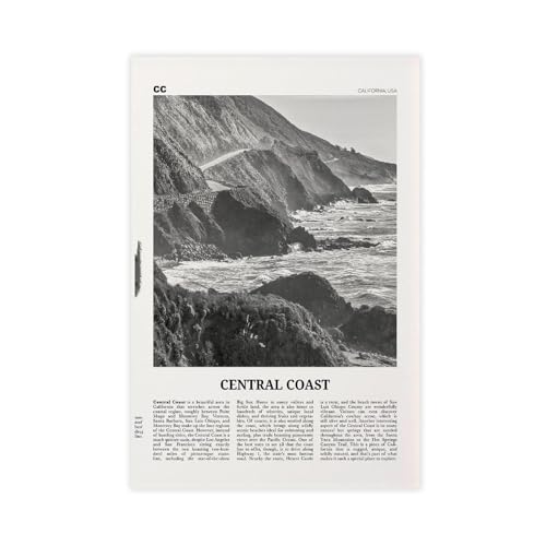 NEOHI Kunstdruck auf Leinwand, Motiv: Zentralküste, Kalifornien, USA, Stadtreise, Landschaft, Poster und Drucke, ästhetische Raumdekoration, 40 x 60 cm, Schwarz und Weiß NEOHI Kunstdruck auf Leinwand, Motiv: Zentralküste, Kalifornien, USA, Stadtreise, Landschaft, Poster und Drucke, ästhetische Raumdekoration, 40 x 60 cm, Schwarz und Weiß von NEOHI