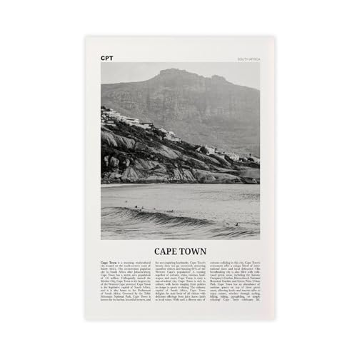 NEOHI Kunstdruck in Kapstadt, Schwarz-Weiß-Surf, Südafrika, Stadtreise, Landschaft, Leinwand, modernes Poster, Wandkunstdrucke, Gemälde, Wohnzimmer, Schlafzimmer, Dekoration, 60 x 90 cm NEOHI Kunstdruck in Kapstadt, Schwarz-Weiß-Surf, Südafrika, Stadtreise, Landschaft, Leinwand, modernes Poster, Wandkunstdrucke, Gemälde, Wohnzimmer, Schlafzimmer, Dekoration, 60 x 90 cm von NEOHI