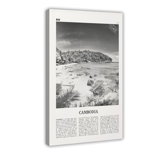 NEOHI Leinwandbild, Motiv: Kambodscha-Druck, schwarz-weißer Strand, Kampuchea, Cambodge, Stadt, Reiselandschaft, Poster, Kunstdruck, Raum, ästhetisch, Schlafzimmer, Büro, 50 x 75 cm NEOHI Leinwandbild, Motiv: Kambodscha-Druck, schwarz-weißer Strand, Kampuchea, Cambodge, Stadt, Reiselandschaft, Poster, Kunstdruck, Raum, ästhetisch, Schlafzimmer, Büro, 50 x 75 cm von NEOHI