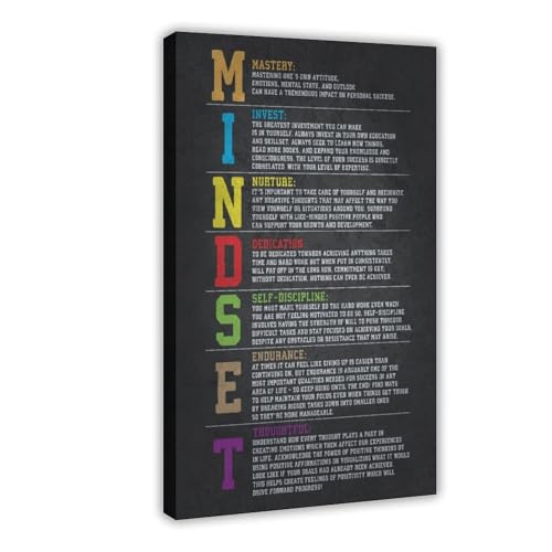 NEOHI Mindset Motivation Akronym Motivation Vintage Schwarz und Weiß Raumdekor Ästhetik Leinwand Kunst Wanddekor Poster Home Bar Restaurant Garage Cafe Logo Geschenk 40 x 60 cm von NEOHI