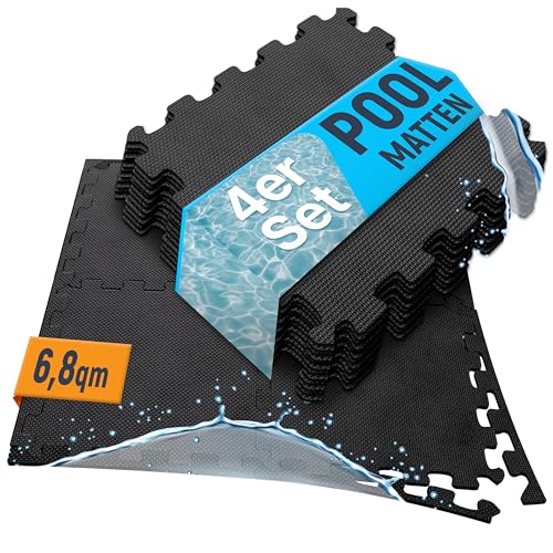 NEOLYMP 72 Stück Pool Unterlage Outdoor zuschneidbar - Whirlpool Unterlegmatte rutschfest und langlebig - Poolmatten Schutzboden - Bodenschutzmatte für Planschbecken von NEOLYMP