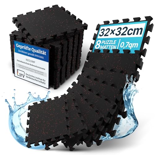 NEOLYMP Pool Unterlage Outdoor zuschneidbar aus Vollgummi - Whirlpool Unterlegmatte rutschfest und langlebig - Poolmatten Schutzboden (Anthrazit-Red | 8 Matten | 0,7 M²) von NEOLYMP
