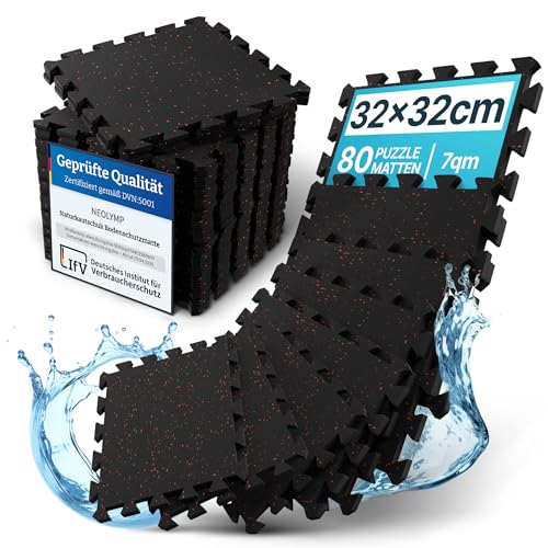 NEOLYMP Pool Unterlage Outdoor zuschneidbar aus Vollgummi - Whirlpool Unterlegmatte rutschfest und langlebig - Poolmatten Schutzboden (Anthrazit-Red | 80 Matten | 7 M²) von NEOLYMP