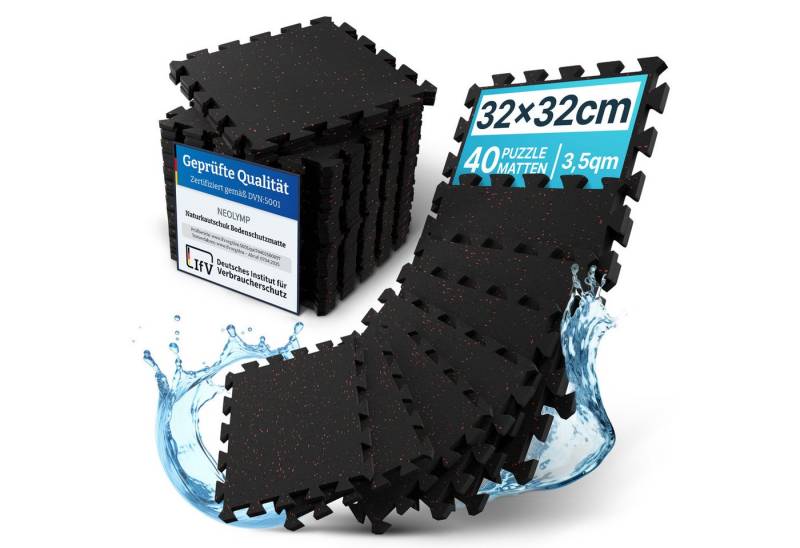 NEOLYMP Whirlpoolmatte Robuste Bodenschutzmatte - Fitness - Schutzmatte Boden - Fitnessmatte, (8 Puzzlestücke inkl. Randteile, 8 Schutzmatten Pool inklusive Randstücke - Puzzletechnik Poolboden), Schützt deinen Pool, Vollgummi Matte, Studioqualität, Anti-Rutsch von NEOLYMP