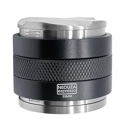 NEOUZA 53mm Kaffeeverteiler & Sabotage 2 in 1, Lasermarkierungsskala, Doppelkopf-Kaffeewaage Passend für 54mm Breville Siebträger, einstellbare Tiefe, vier Lüfter von NEOUZA