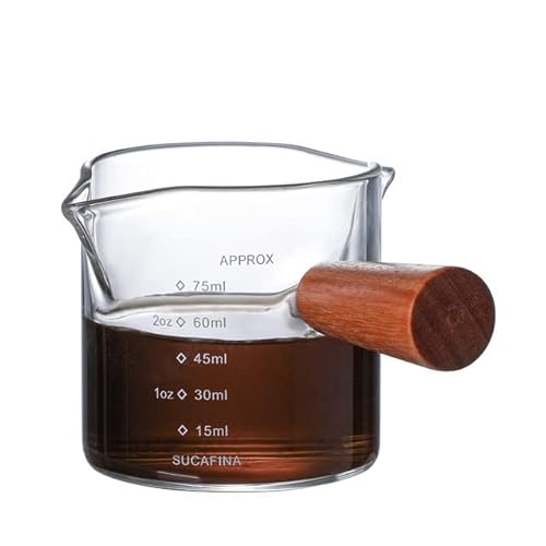 NEOUZA Espresso-Glas, Kaffeetasse, Unzen-Messbecher, Flüssigglas mit Skala für Lebensmittel, Backen, Messwerkzeug, Küchenzubehör (mit Griff) von NEOUZA