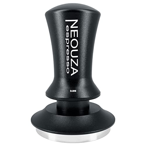 NEOUZA Espresso-Tamper federbelastet für Kaffeemaschinenzubehör, Antihaftbeschichtung, selbstnivellierend, raffinierter Griff, flacher Boden aus Edelstahl (51 mm, mattschwarz) von NEOUZA
