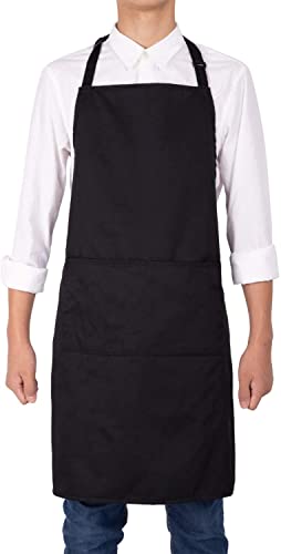 NEOVIVA Schwarze Schürze für Frauen Herren Köche mit 3 Taschen, verstellbare Latzschürze zum Kochen, Backen und Gartenarbeit von NEOVIVA