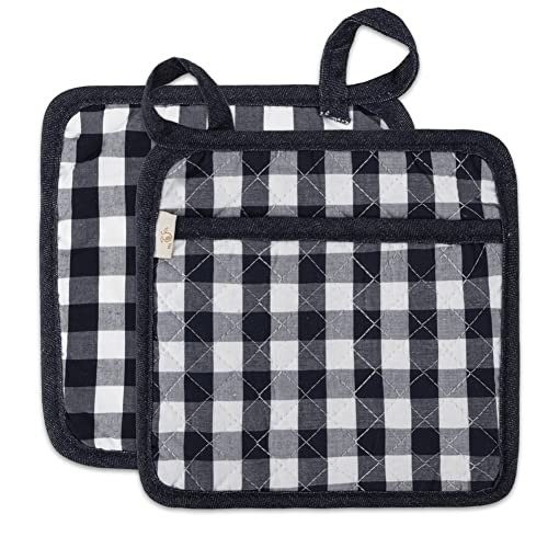 NEOVIVA Topflappen Waschbare Schutzlappen mit Tasche 2er-Pack für die Küche die Kochen Backen BBQ, Küchentopfhalter aus Baumwolle Größe 20x20 cm- Hitzebeständig Wattierung, Schwarz NEOVIVA Topflappen Waschbare Schutzlappen mit Tasche 2er-Pack für die Küche die Kochen Backen BBQ, Küchentopfhalter aus Baumwolle Größe 20x20 cm- Hitzebeständig Wattierung, Schwarz von NEOVIVA