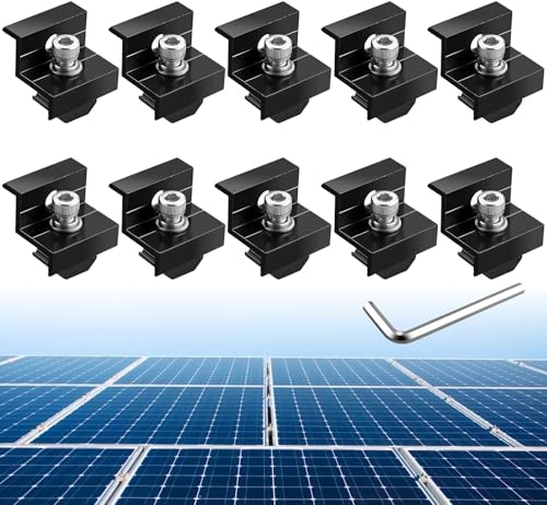 10 Stück Endklemme Daul-Loch für Modulhöhe 30MM/35MM Aluminium Solarmodul Z-Halterung Kit PV Solarpanels Trapezblech Modulklemmen Set Solapanel Montagehalterungen (Schwarz) von NEOVSUNY