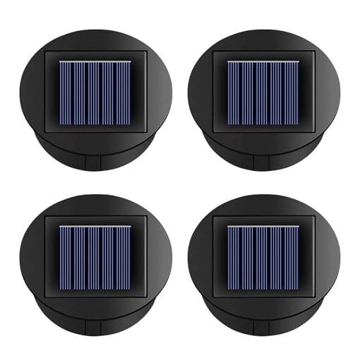 Solarleuchten Ersatz, Diealles Shine 4 Stück LED Warmweiß Licht Solardeckel für Gläser,Wasserdicht Solarleuchten Ersatzteile 8cm Solarlampen Ersatz für Solarlampen Laterne Deckel Garten von NEOVSUNY