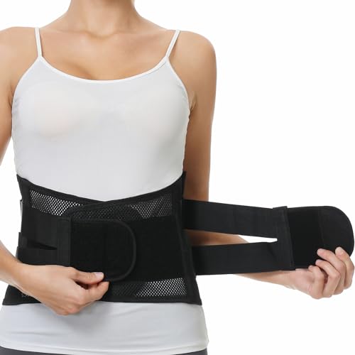 NEOtech Care Verstellbare Rückenstütze mit doppelten Verstellbändern - Lendenbereich & unteren Rücken - BREITE Stützung - Schwarz (M) von NEOtech Care