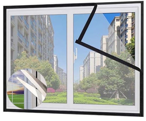 DIY Katzensichere Fliegengitter, Einstellbar Katzenschutz Fenster für Balkon Ohne Bohren, Moskitonetz Fenster, Transparent Katzengitter Fenster, Fenstergitter Insektenschutz (Color : White mesh Black DIY Katzensichere Fliegengitter, Einstellbar Katzenschutz Fenster für Balkon Ohne Bohren, Moskitonetz Fenster, Transparent Katzengitter Fenster, Fenstergitter Insektenschutz (Color : White mesh Black von NEPHRA
