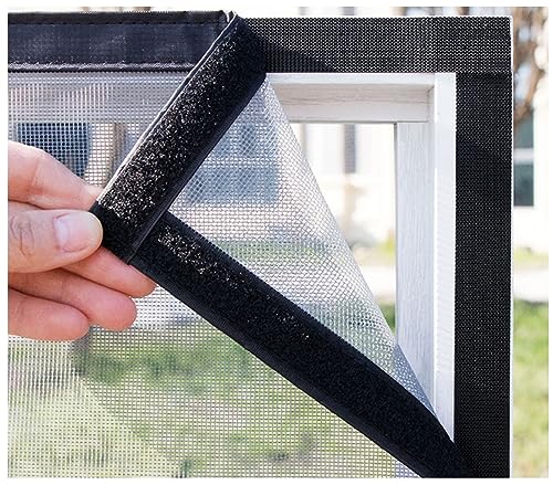 NEPHRA Selbstklebendes Insektenschutz Fenster mit Klettband, DIY Fliegengitter Dachfenster Fenster mit Rahmen, Moskitonetz Fenster, Fliegengitter Katzensicher, Farbe : Gray mesh bla von NEPHRA