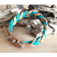 Fettleder Halsband Geflochten Mehrfarbig Edelstahlschnalle Oder Messing von NERAdog