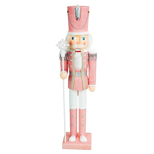 NEROSUN 61 cm große Nussknacker-Soldaten-Figur aus Holz, Dekoration, Weihnachtsdekoration, für Festival, Party, Outdoor, Weihnachtsgeschenke (Rosa) von NEROSUN