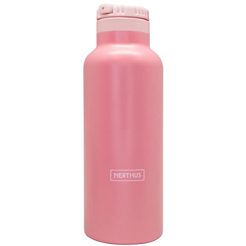 NERTHUS Doppelwandige Sport-Thermosflasche für kalte und warme Trinkflasche mit Strohverschluss, 500 ml von NERTHUS