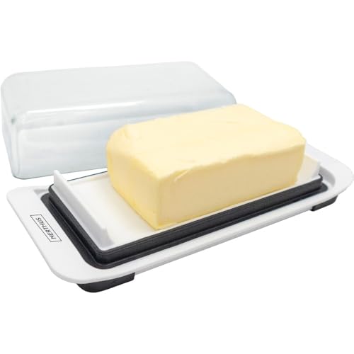 NERTHUS FIH 1364 Butterdose mit transparentem Deckel und rutschfestem Boden, enger Verschluss mit Gummi für optimale Butterkonservierung von NERTHUS