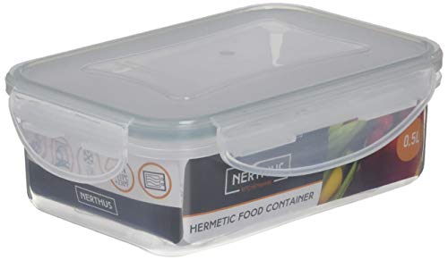 NERTHUS FIH 244 hermetisch verschließbarer Container, transparent, 0,5 Liter, PP und Silikon, Durchsichtig, 15.5 x 10.5 x 5 cm von NERTHUS