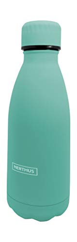 Nerthus FIH 614 Doppelwandige Thermosflasche für Kaltes und Heißes, Design: Türkis, aus 18/8 Edelstahl, BPA-frei, luftdichter Deckel, 350 ml von NERTHUS