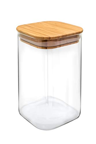 NERTHUS 780 FIH 780-Glas mit Bambusdeckel, 1100 ml, Bambus-Kunststoffglas, Transparent von NERTHUS