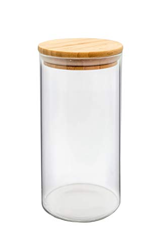 NERTHUS FIH 782-Glas mit Bambusdeckel, 1100 ml, Bambus Kunststoff Glas Borosilikatglas, Transparent von NERTHUS