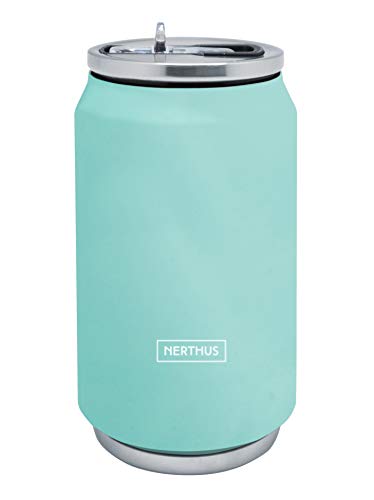 NERTHUS FIH 786 doppelwandige Thermokanne türkis, Edelstahl, Silikondichtung, BPA-frei, 18/8, 330 ml, Silikon von NERTHUS