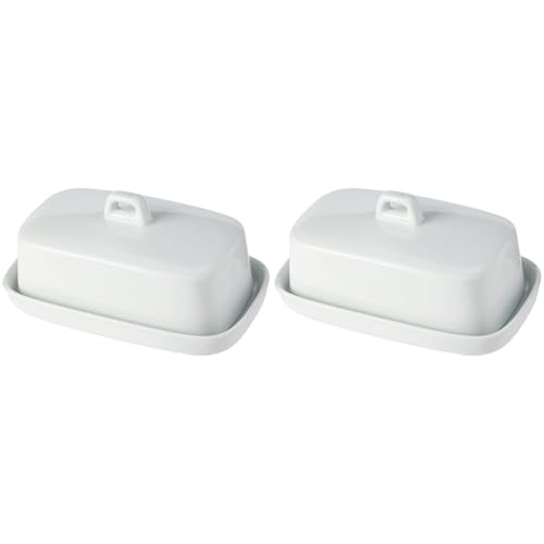 Nerthus FIH 335 Butterdose, Porzellan, Weiß, 16,1 x 10 x 5,4 cm (Packung mit 2) von NERTHUS