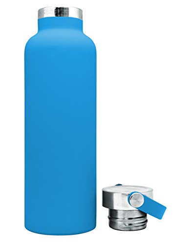 NERTHUS FIH 764 Thermoskanne Doppelwandgriff Stopper für kaltes und heißes blaues Edelstahl 750ml, BPA-frei, 18/8 von NERTHUS