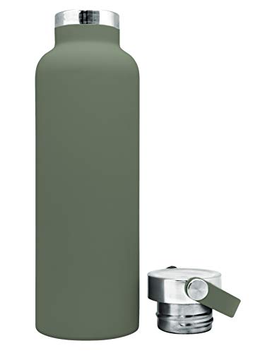 NERTHUS FIH 765 Thermoskanne Doppelwandgriff Stopper für kalte und heiße Erkältungen Military GREEN Edelstahl 750 ml, BPA-frei, 18/8 von NERTHUS