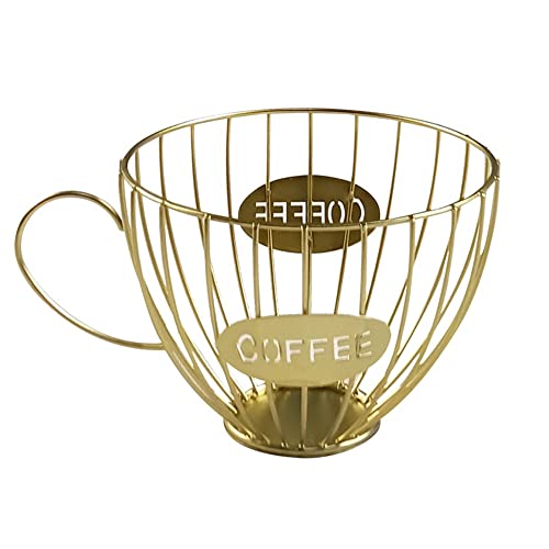 NERTOEE Kaffee-Obst-Kapsel-Aufbewahrungskorb, Kaffeetassenform, Kapselhalter und Organizer für Zuhause, Café, Hotel, goldfarben von NERTOEE