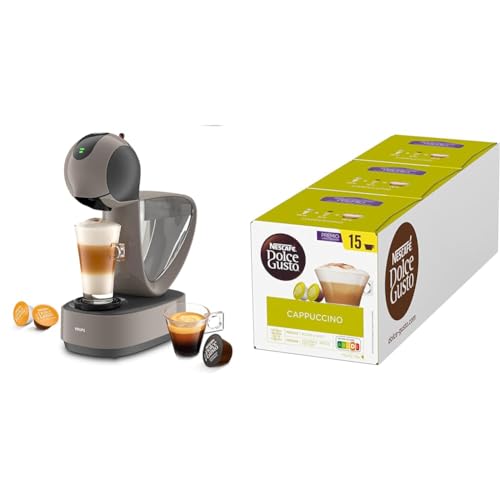 Krups NESCAFÉ Dolce Gusto Infinissima Touch KP270A Coffee Capsule Machine with Touch Display, Automatic Water Dispensing, 15 Bar Pump Pressure, 1.2 L Water Tank, Taupe mit Cappuccino von NESCAFÉ DOLCE GUSTO