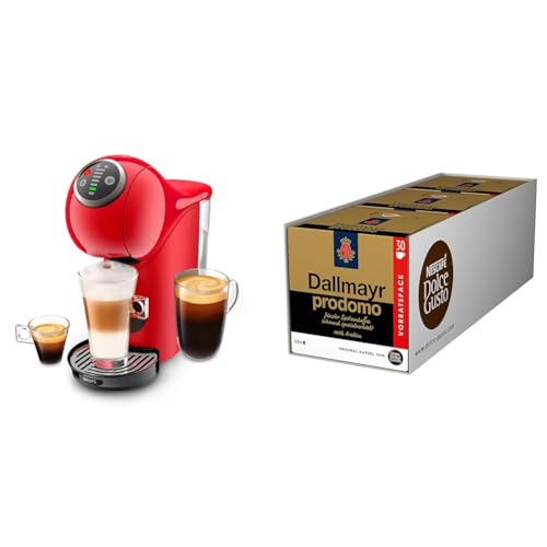 Krups KP3405 NESCAFÉ Dolce Gusto Genio S Plus Capsule Machine | Espresso Boost | Temperature Selection, 15 Bar Pump Pressure | 0.8 L Water Tank | 1500 Watt | Colour Red mit Dallmayr Prodomo von NESCAFÉ DOLCE GUSTO