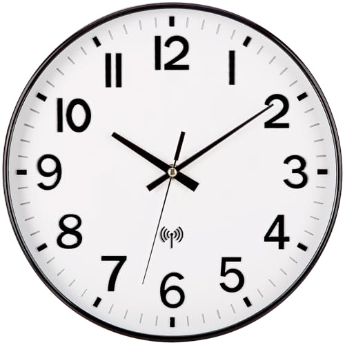 NESIFEE Wanduhr Funk Funkuhr Wand Lautlos Funkwanduhr Geräuschlos Funk Wanduhr Ohne TickgeräUsche 30cm Moderne Design Wohnzimmeruhr Küchenuhren Deko Wohnzimmer von NESIFEE