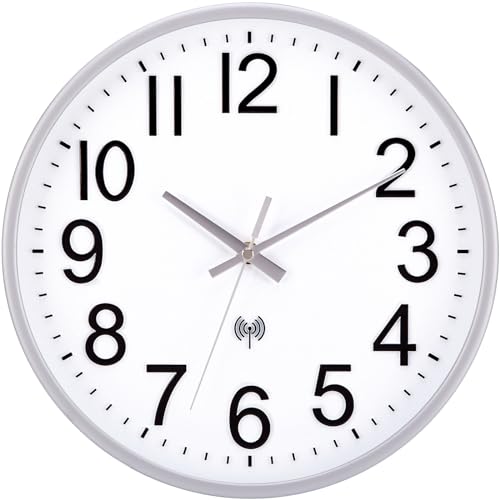 NESIFEE Funkwanduhr Funkuhr Wanduhr Ohne TickgeräUsche 30 cm, Wanduhr Funk Quarz Batterie Betriebene Moderne, Dekoration für Jede Wand, Silber NESIFEE Funkwanduhr Funkuhr Wanduhr Ohne TickgeräUsche 30 cm, Wanduhr Funk Quarz Batterie Betriebene Moderne, Dekoration für Jede Wand, Silber von NESIFEE