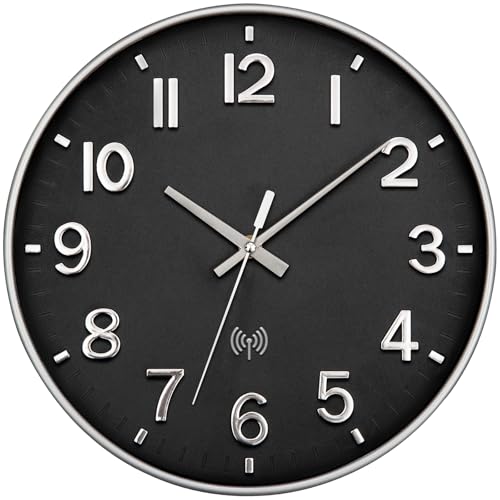 NESIFEE Wanduhr Funk Funkuhr Wand Lautlos Funkwanduhr Geräuschlos Funk Wanduhr Ohne TickgeräUsche 30cm Groß Moderne Design Wohnzimmeruhr Küchenuhren Deko Wohnzimmer Badezimmeruhr Wandfunkuhr Schwarz NESIFEE Wanduhr Funk Funkuhr Wand Lautlos Funkwanduhr Geräuschlos Funk Wanduhr Ohne TickgeräUsche 30cm Groß Moderne Design Wohnzimmeruhr Küchenuhren Deko Wohnzimmer Badezimmeruhr Wandfunkuhr Schwarz von NESIFEE