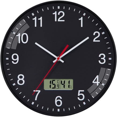NESIFEE Uhr mit Temperaturanzeige Wanduhr ohne Tickgeräusche Digital Wanduhr lautlos Moderne 30 cm Groß Schwarz LCD Uhr Wand Geräuschlos Analog Deko für Wohnzimmeruhr Küchenuhren Badezimmeruhr NESIFEE Uhr mit Temperaturanzeige Wanduhr ohne Tickgeräusche Digital Wanduhr lautlos Moderne 30 cm Groß Schwarz LCD Uhr Wand Geräuschlos Analog Deko für Wohnzimmeruhr Küchenuhren Badezimmeruhr von NESIFEE