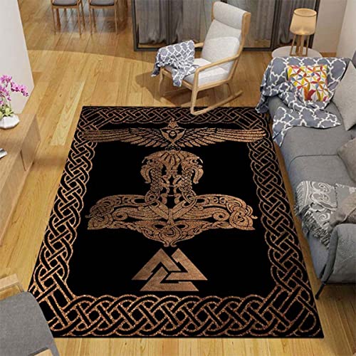 NESKX 3D Teppich Wohnzimmer Vikings 60X90 Teppich Schlafzimmer Wikinger Kurzflor Waschbar rutschfest,Teppich Kinderzimmer Mädchen Jungen,A16 von NESKX