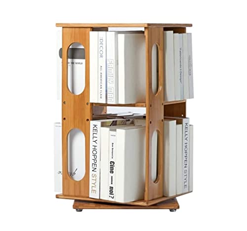 NESPIQ Bücherregal Für Arbeitszimmer Wohnzimmer 360 ° Drehbares Zweischichtiges Einfaches Bücherregal, Einfaches Und Modernes Desktop-Mehrschicht-Bodenregal-Bücherregal-Dekor(Round Type) von NESPIQ